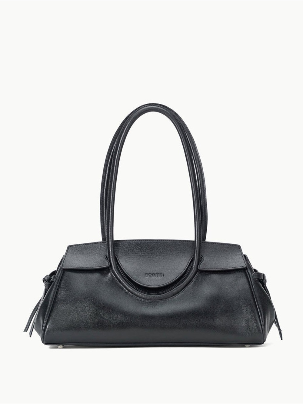 NWT Staud Maude Black Leather Shoulder Bag with Top Handles - Picture 1 of 10